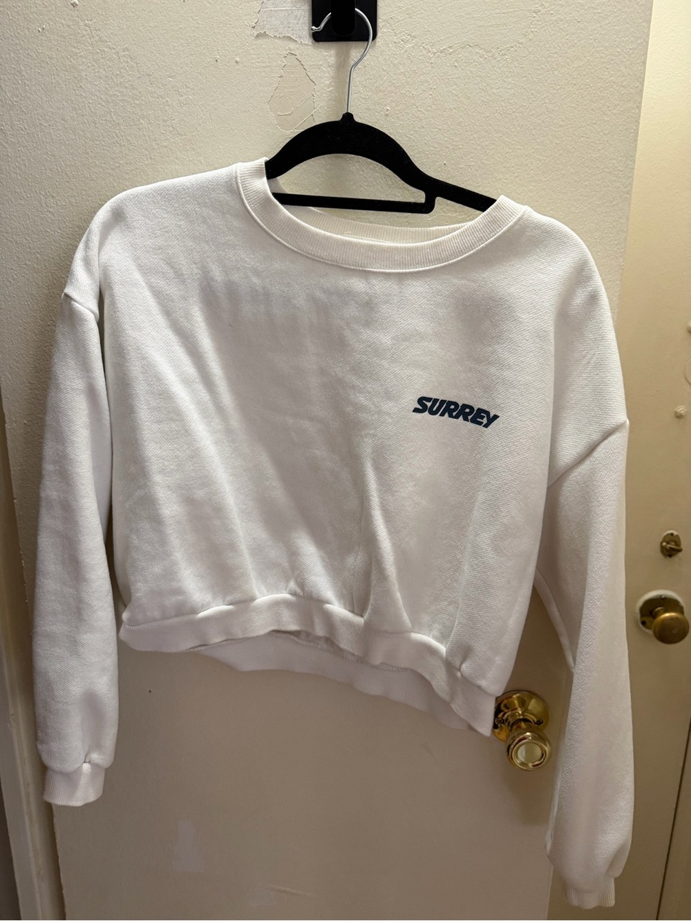Women's vintage White Cropped crewneck Sweater